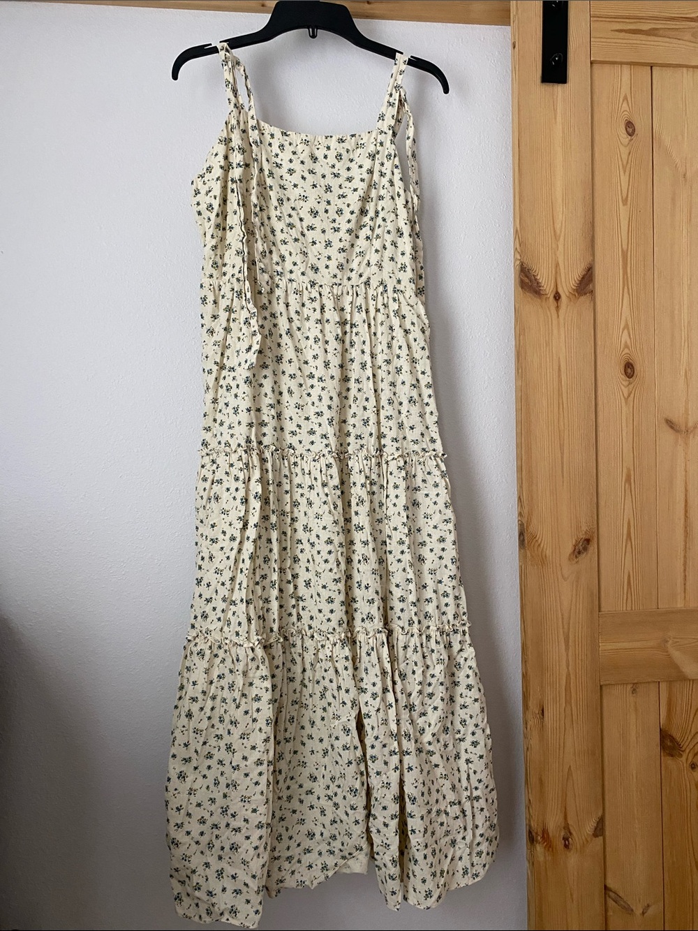 Neuflora tiered cream tie strap dress